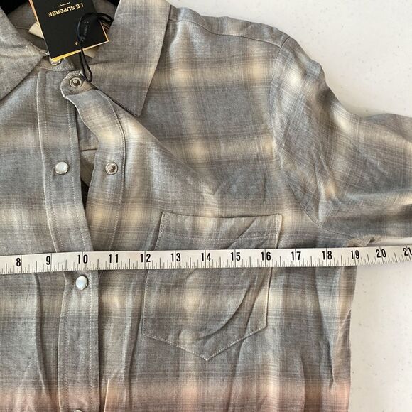 Le Superbe Eddie Long Sleeve Pearl Snap Button Down Shirt in Dipped Plaid Sequin - Picture 10 of 15